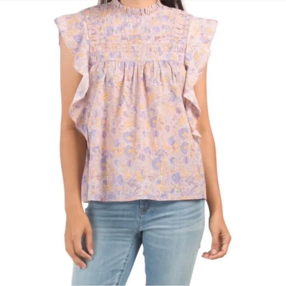 Anthropologie Love The Label Ruffle Josepha Top Sz M